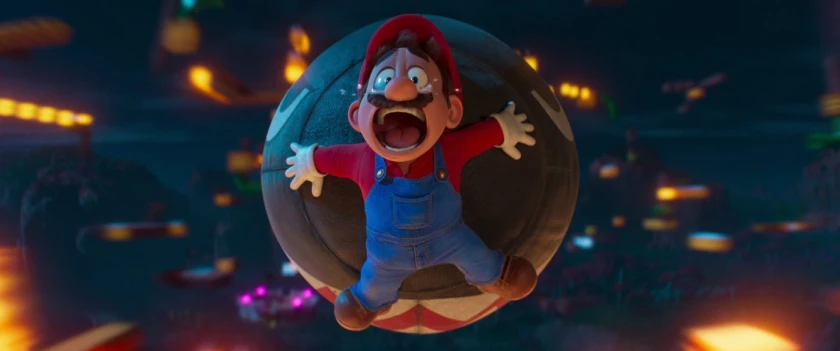 Mario rir på kanonkule.